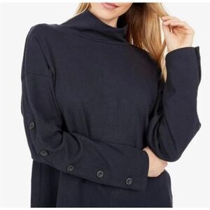 Madewell Women's Button-Sleeve Turtleneck Top Black Size Small